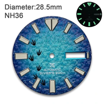 28,5 мм S Логотип NH36 Циферблат 3D Печать Двойной Календарь Механические часы для дайвинга Зеленые Светящиеся Аксессуары для Модификации часов