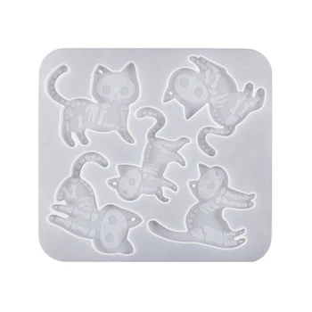 3D DIY Halloween Cat эпоксидно-силиконовая форма для литья прочных кошек брелок серьги формы из смолы орнамент