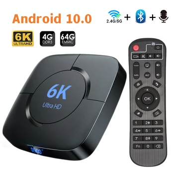 Android TV Box Android 10 4 ГБ 64 ГБ 32 ГБ 6K TV BOX H.265 Медиаплеер 3D Видео 2,4 Г 5 ГГц Wifi Bluetooth Smart TV Box телеприставка