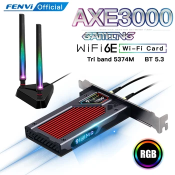 Fenvi FV-AXE3000 Wi-Fi 6E AX210 Bluetooth 5,3 Беспроводной 5374 Мбит/с 2,4 G/5 ГГц/6G WiFi 802.11AX/AC PCIExpress Сетевой адаптер для карт PC