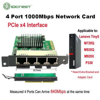 IOCREST PCIe x4 4 Порта Gigabit Ethernet Карта контроллера 1000 Мбит/с NIC Чипы Realtek RTL8111H, предназначенные для небольших корпусов Lenovo