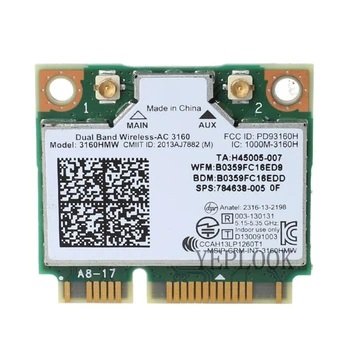 Intel Wifi Card Беспроводной AC 3160 3160HMW 3160AC 433 Мбит/с Двухдиапазонный 2,4 G 5 ГГц Bluetooth 4,0 Mini PCIe Card 802.11ac
