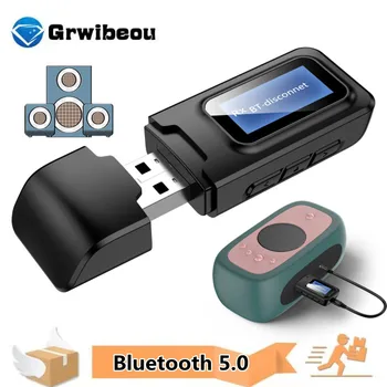 USB Bluetooth 5,0 Аудиоприемник-передатчик, ЖК-дисплей 3,5 мм, AUX RCA, стерео, беспроводной адаптер, ключ для ПК, телевизора, автомобильных наушников