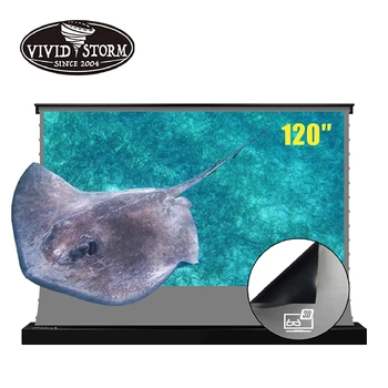 VIVIDSTORM 120-дюймовый Рулонный экран с электрическим натяжением на язычках 3D Obsidian Long Throw, Отбрасывающий Рассеянный свет для обычного проектора
