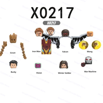 X0217 8 шт./компл. Groot Falcon Vision Зимний солдат Собирает строительные блоки, кирпичи, фигурки супергероев, игрушки, подарки для детей