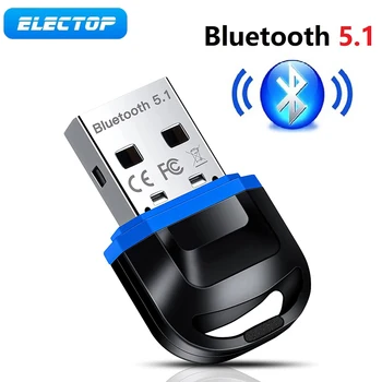 Адаптер ELECTOP Bluetooth 5.1, мини-USB-ключ, Bluetooth-наушники, динамик, беспроводная мышь, Bluetooth-передатчик для Win 10/8