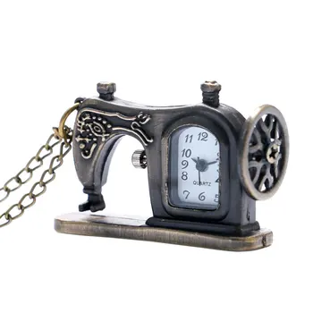 Антикварная Бронзовая Швейная Машинка Карманные Часы Ожерелье Pedant Рождественский подарок P515