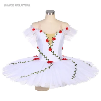 Балетное платье-пачка с открытыми плечами, Белые Балетные костюмы 