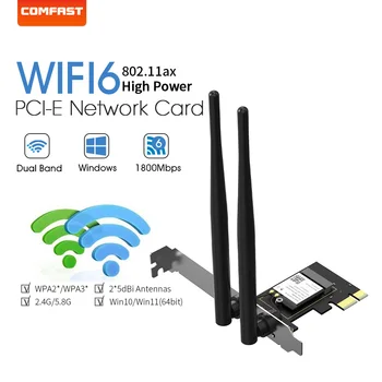 Беспроводная карта WiFi6 PCIe 1800 Мбит/с с антеннами MU-MIMO 5dBi MT7921 5G/6GHz WiFi Адаптер Wi-Fi PCI Express Сетевая карта ПК