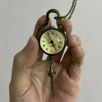 Винтажные карманные часы с милым маленьким шариком, кварцевые карманные часы для мужчин и женщин, Прозрачный корпус, брелок, цепочка, ожерелье, часы для коллекционного подарка
