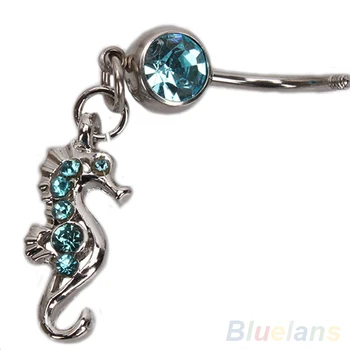 Горный хрусталь в стиле морского Конька, кольцо для пупка, украшения для пирсинга, синий 08VL