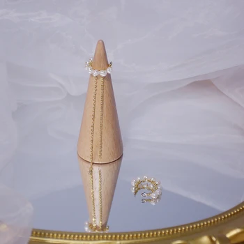 Двойной дополнительный стиль, серьги-клипсы с пресноводным жемчугом, Серьги-кисточки из настоящего золота 14 К, Свадебные украшения ручной работы