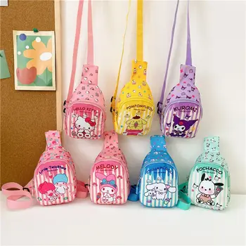 Детские сумки Hello Kitty Sanrio Cinnamoroll Kuromi, сумка через плечо для девочек, Милый кошелек для монет, сумка на плечо, сумка-мессенджер на открытом воздухе