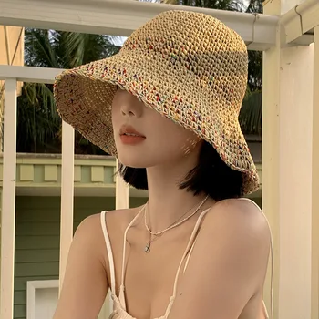 Дизайнерский бренд Ohmmayby 2023, Солнцезащитный крем, Дышащая Солнцезащитная шляпа, Цветная Уличная Плетеная Соломенная шляпа, Летние Чепчики для женщин
