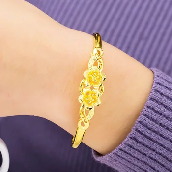 Дубай 24K Золотого цвета Металлические овальные браслеты с подвесками для женщин, Роскошные Ювелирные изделия 2020, Новая Мода, счастливый цветок, форма, подарок для матери