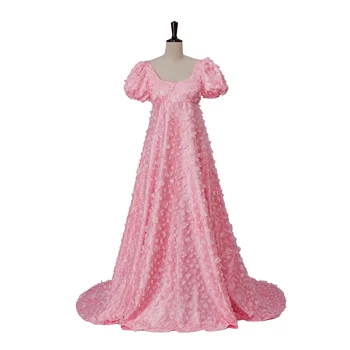 Женский костюм для косплея Бриджертон Дафни, Кружевное платье с вышивкой в виде цветка и высокой талией для чаепития, бальное платье эпохи Регентства