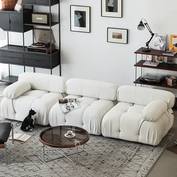 Индивидуальный итальянский минималистский диван из тофу, средневековый модульный диван из овечьей шерсти, Простой кремовый диван, минималистичная мебель для дома Lazy Divano