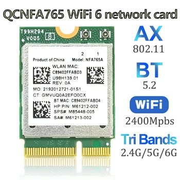 Используется QCNFA765 M2 Key E Wi-Fi 6 BT 5,2 M.2 Модуль NGFF адаптер сетевой карты Wi-Fi NFA765A 802.11ac/ax 2,4G/5G/6G 2400 Мбит/с
