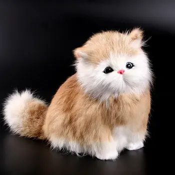Куклы-кошки с настоящими волосами, имитирующие игрушечных животных, кошки будут мяукать, плюшевые игрушки для домашних животных, украшения, подарок на день рождения, электронное домашнее животное