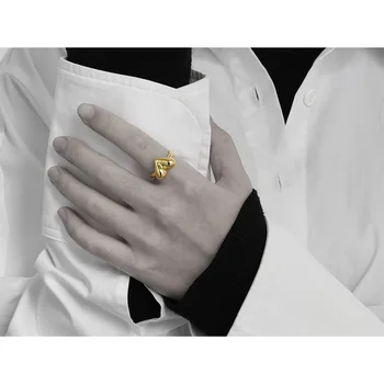 Латунь с 18-каратным золотым сердечком, твердое кольцо, Женские ювелирные изделия, Дизайнерские украшения, Клубная коктейльная вечеринка, Редкий Японский Корейский