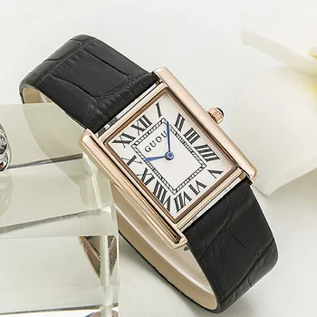 Лучшие аутентичные часы Корейского производства с прямоугольным поясом в Римском стиле, кварцевые часы оптом