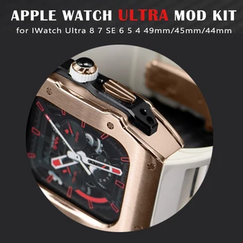 Мод для ремонта из ультра нержавеющей стали для Apple Watch 49 мм, ультра металлический корпус, спортивный ремешок для iWatch 49 мм, комплект для модификации фторопластом