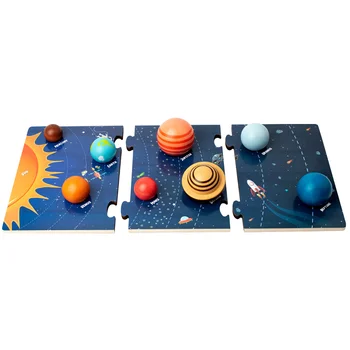 Модели Солнечной системы, Планеты, детские игрушки для познания космоса, подходящая доска для сопряжения, деревянные пазлы для малышей