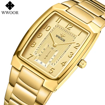 Модные мужские часы WWOOR, топ люксовый бренд, квадратные часы для мужчин, водонепроницаемые кварцевые часы из нержавеющей стали, оригинальные наручные часы для мужчин