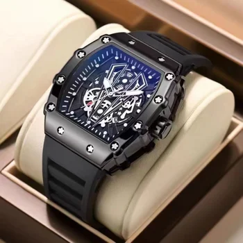Мужские часы UNRAION, лучший люксовый бренд, Водонепроницаемые спортивные наручные часы, Хронограф, Кварцевые, Военные, Натуральная кожа, Relogio Masculino