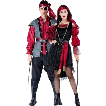 Мужской женский костюм пирата на Хэллоуин, карнавальную вечеринку, косплей, костюм для пары