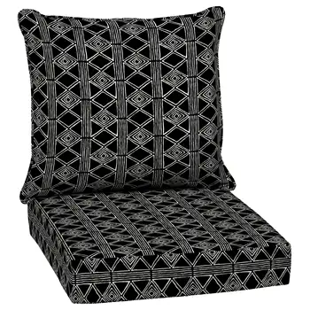 Набор подушек для глубокого сидения Arden Selections на открытом воздухе 24 x 24, черная глобальная полоса