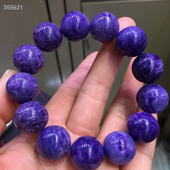 Натуральный фиолетовый браслет с драгоценным камнем чароит 16,3 мм, круглые бусины, Российский модный камень для женщин, мужчин, ААААА