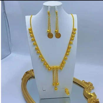 Новое Вечернее ожерелье из медного сплава в Дубае, серьги, кольцо, Ювелирный набор для женщин DD10279