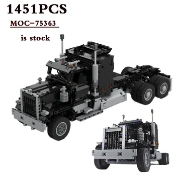Новый MOC-75363 Черный Радиоуправляемый полуприцеп Transporter Edition, 1451 шт., 42111 Детских игрушек, строительные блоки, игрушки, подарки на День рождения