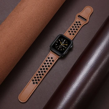 Новый Кожаный ремешок Для Apple Watch band 44 мм 40 мм 42 мм 38 мм 44 45 мм ремень correa браслет Iwatch Series 3 4 5 6 se 7 45 мм 41 мм