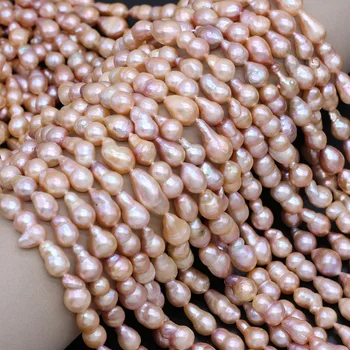Ожерелье из натурального пресноводного Жемчуга Неправильной Формы, розовые бусины в форме капли воды, Жемчужные бусины для женщин, ювелирные изделия, подарок для банкета