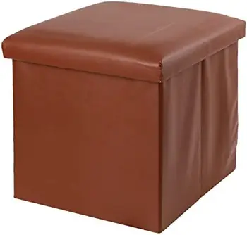 Оттоманские Кубики, Набор из 2 складных сидений из искусственной кожи, Подставка для ног из искусственной кожи, Небольшая кожаная подставка для ног для хранения оттоманской скамейки,