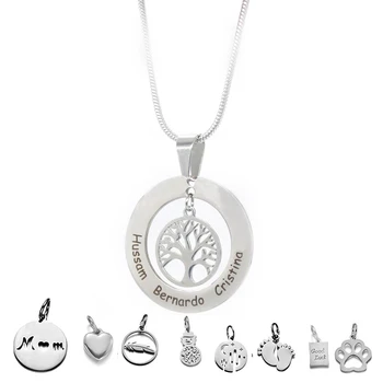 Персонализированное ювелирное ожерелье из нержавеющей стали для женщин, круглое Дерево жизни, подвеска 