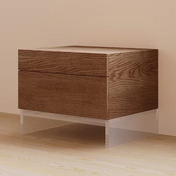 Подвесной прикроватный столик из массива дерева в современном минималистичном японском стиле для маленькой семейной спальни, небольшой прикроватный ящик из акрила