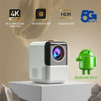 Портативный Мини Светодиодный Видеопроектор 4K Smart HomeTheater Кинопроектор 5G WiFi Bluetooth Беспроводной HD Кинопроектор Для Android10