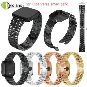 Ремешок из нержавеющей стали для браслета Fitbit Versa band Замена браслета Роскошный хрустальный ремешок для смарт-часов с бриллиантовым браслетом