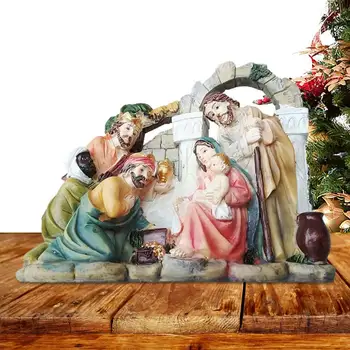 Рождественский устойчивый Орнамент, Сцена Рождества Иисуса, Ясли, Скульптура Девы Марии из смолы, Домашний декор, Рождественские украшения для спальни