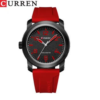 Роскошные часы Curren Для мужчин, модный силиконовый ремешок, Военный Водонепроницаемый спортивный хронограф, Кварцевые наручные часы с датой