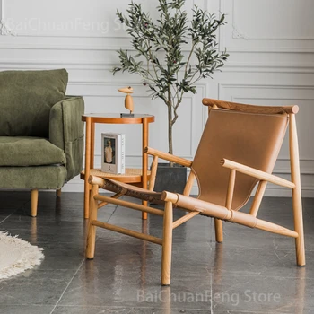 Скандинавские Роскошные стулья для гостиной из цельного дерева, современная бытовая мебель, Кресло для отдыха На Балконе, Современное креативное Односпальное кресло