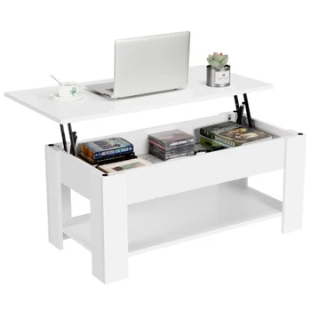 Современный деревянный Журнальный столик с откидной крышкой и полкой для хранения, белая отделка Чайный столик Мебель для гостиной Мебель для Гостиной