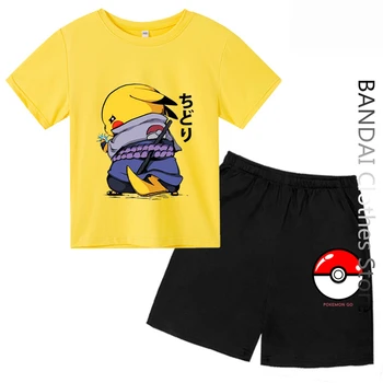 Футболка с Покемоном для Маленьких детей с короткими рукавами для мальчиков и девочек, летняя одежда с Рисунком Пикачу, женские футболки с Рисунком Пикачу