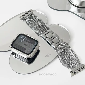 Чехол + Платье-браслет для Apple Watch band 40 мм 41 мм 38 мм 45 мм 44 мм 42 мм Металлический ремень