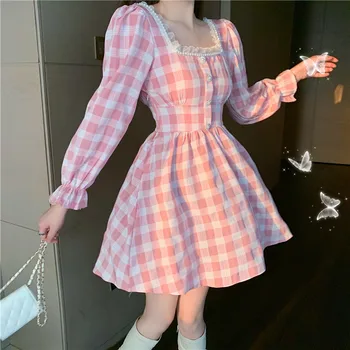 Японское осеннее женское мини-платье в стиле 